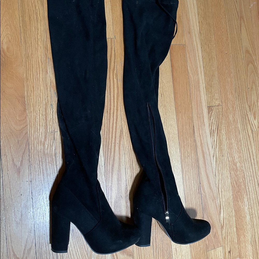AKIRA thigh high suede boots